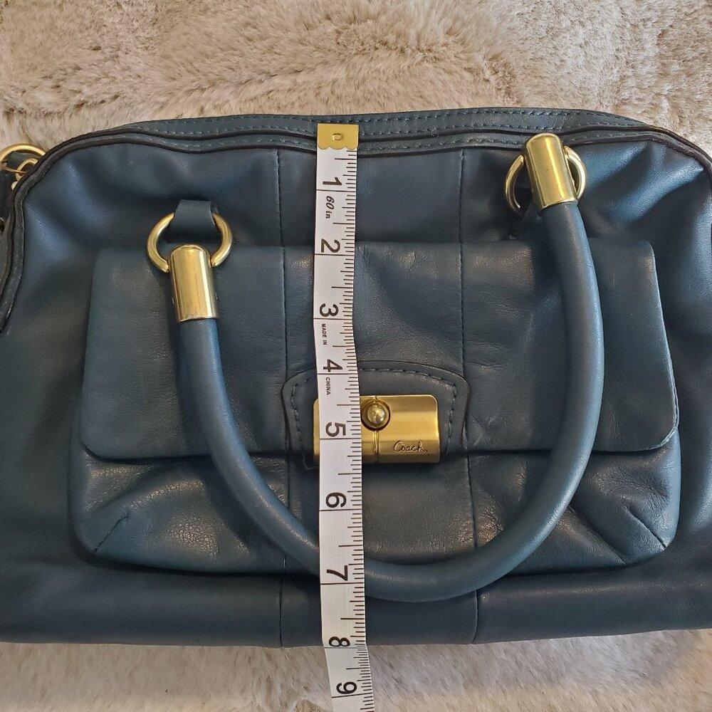 Coach Authentic Leather Satchel Teal Blue Gold Hardware 2009 w/ Certificat - Picture 10 of 16